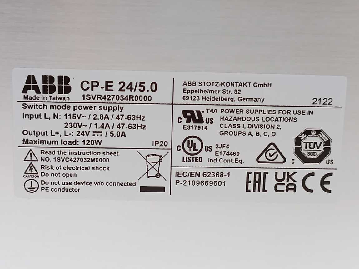 ABB 1SVR427034R0000 CP-E 24/5.0 Power Supply