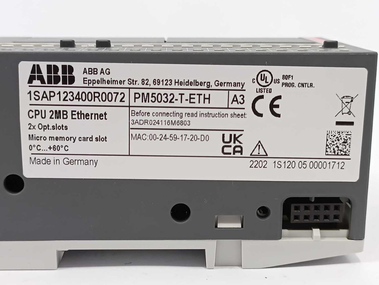 ABB 1SAP123400R0072 PM5032-T-ETH Processor Module