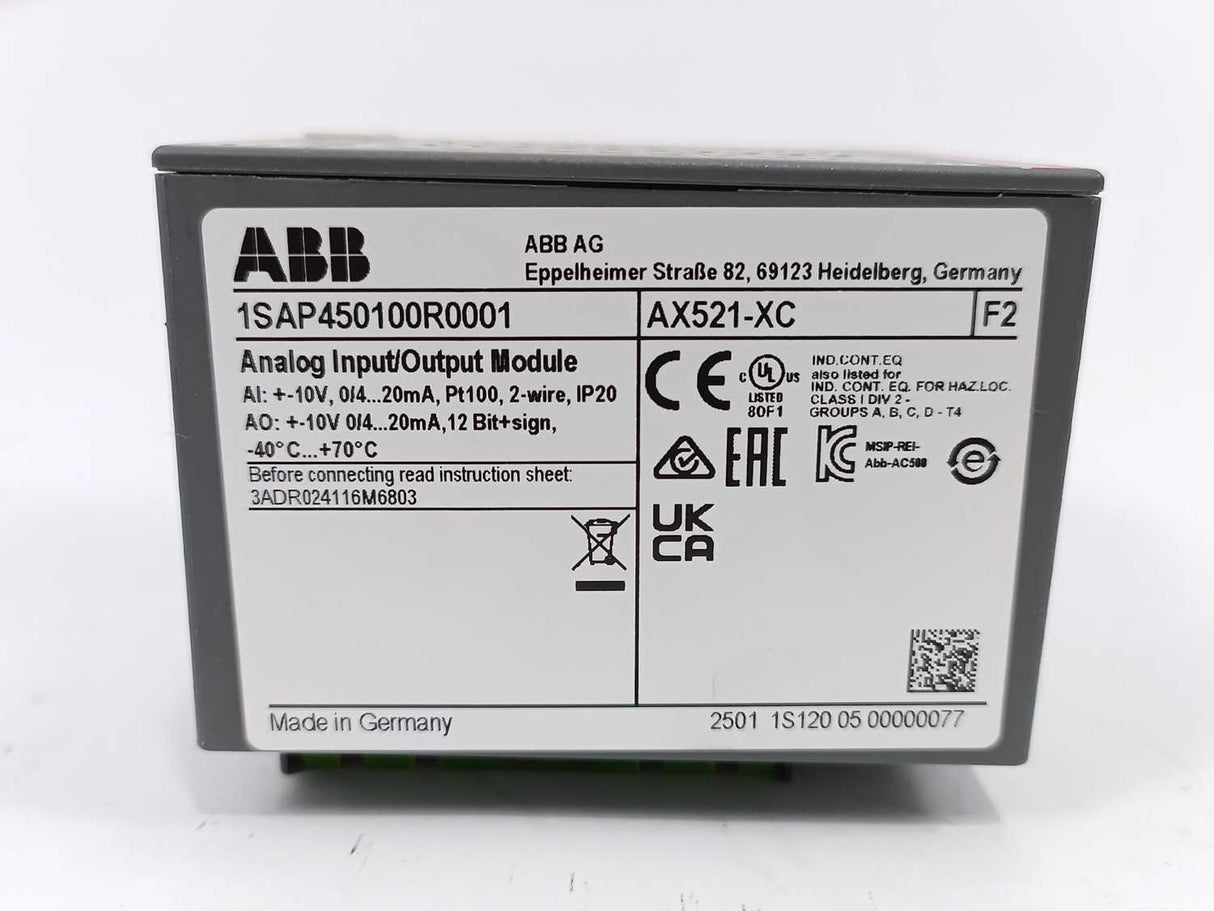 ABB 1SAP450100R0001 Analog Input/Output Module AX521-XC