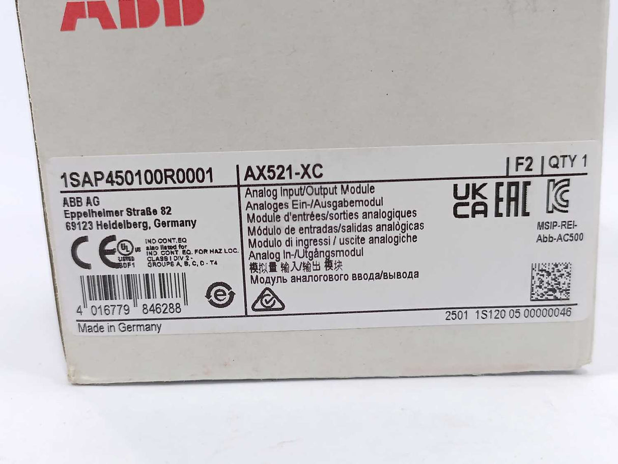 ABB 1SAP450100R0001 AX521-XC Analog Input/Output Module