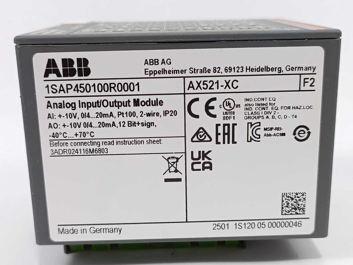 ABB 1SAP450100R0001 AX521-XC Analog Input/Output Module