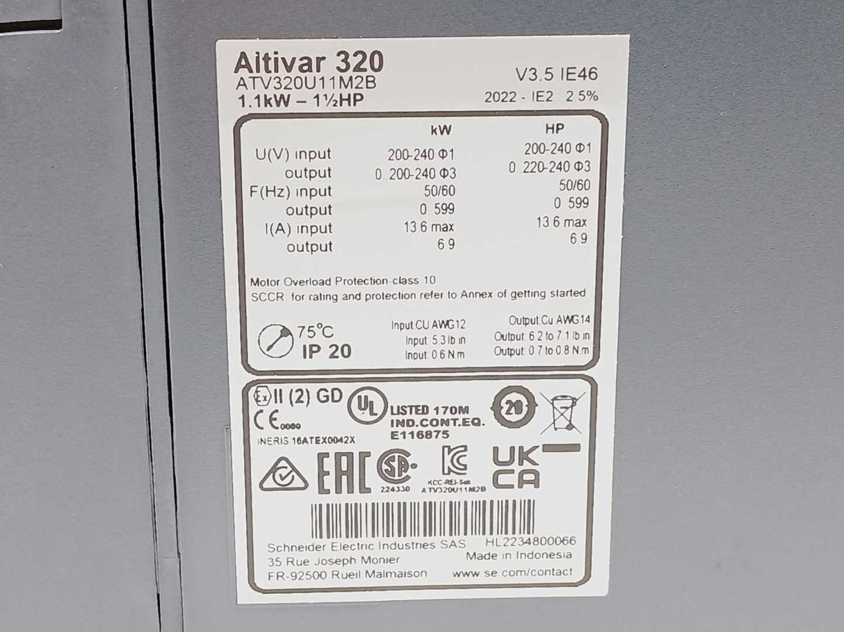 Schneider Electric ATV320U11M2B Altivar AC speed drive