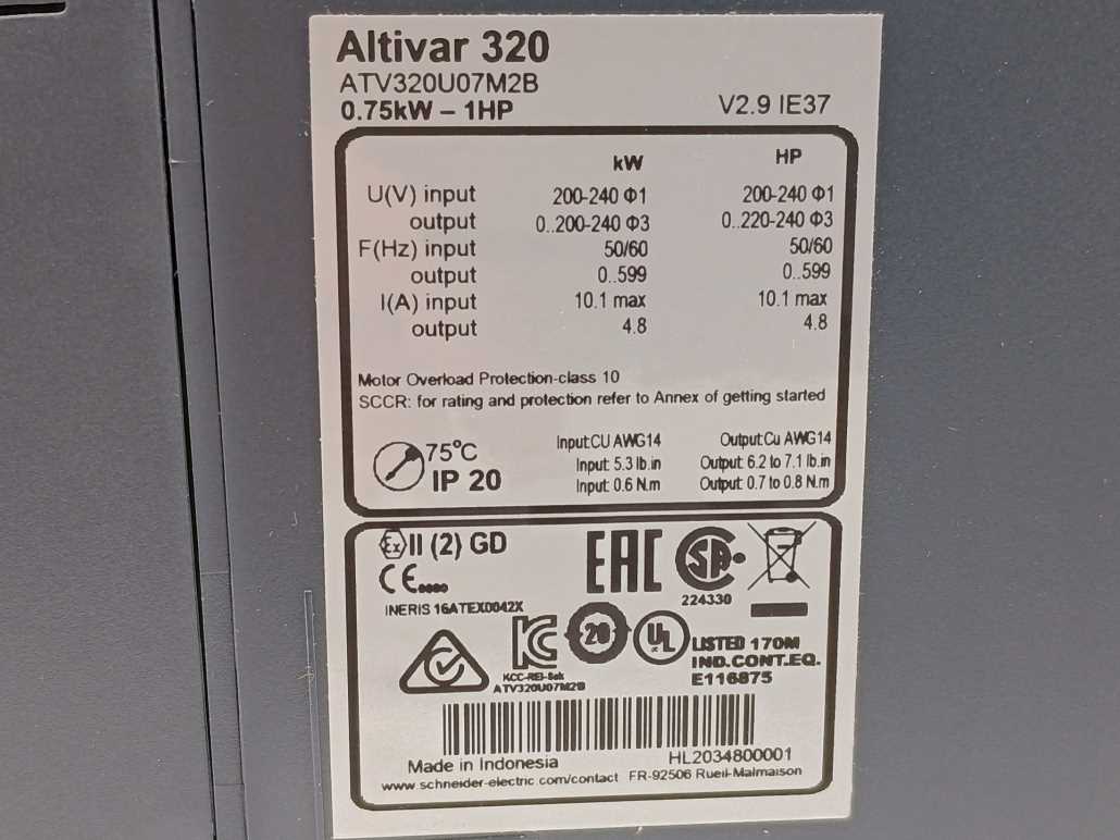 Schneider Electric ATV320U07M2B Altivar 320 AC speed drive