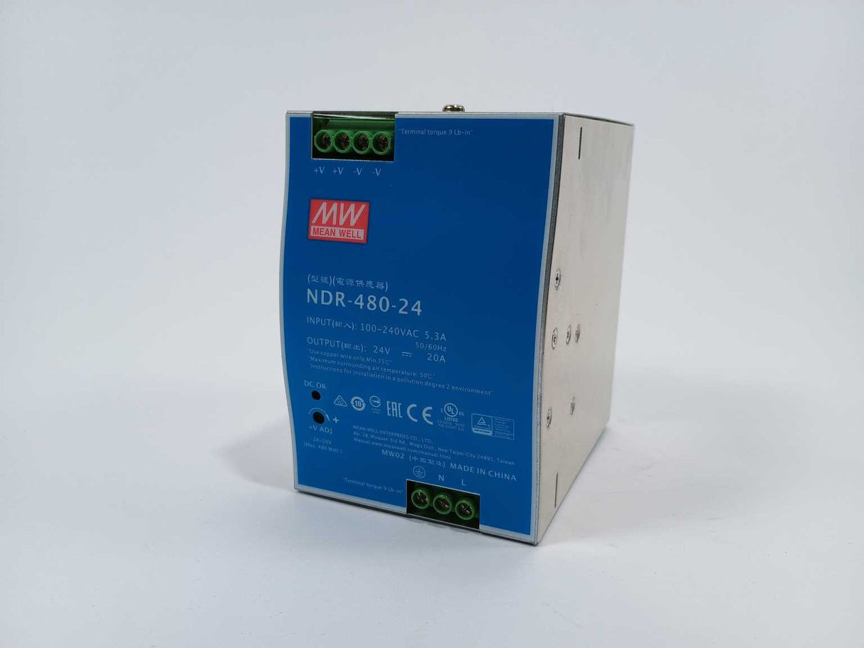 Mean Well NDR-480-24 AC-DC DIN rail power supply 24V 20A