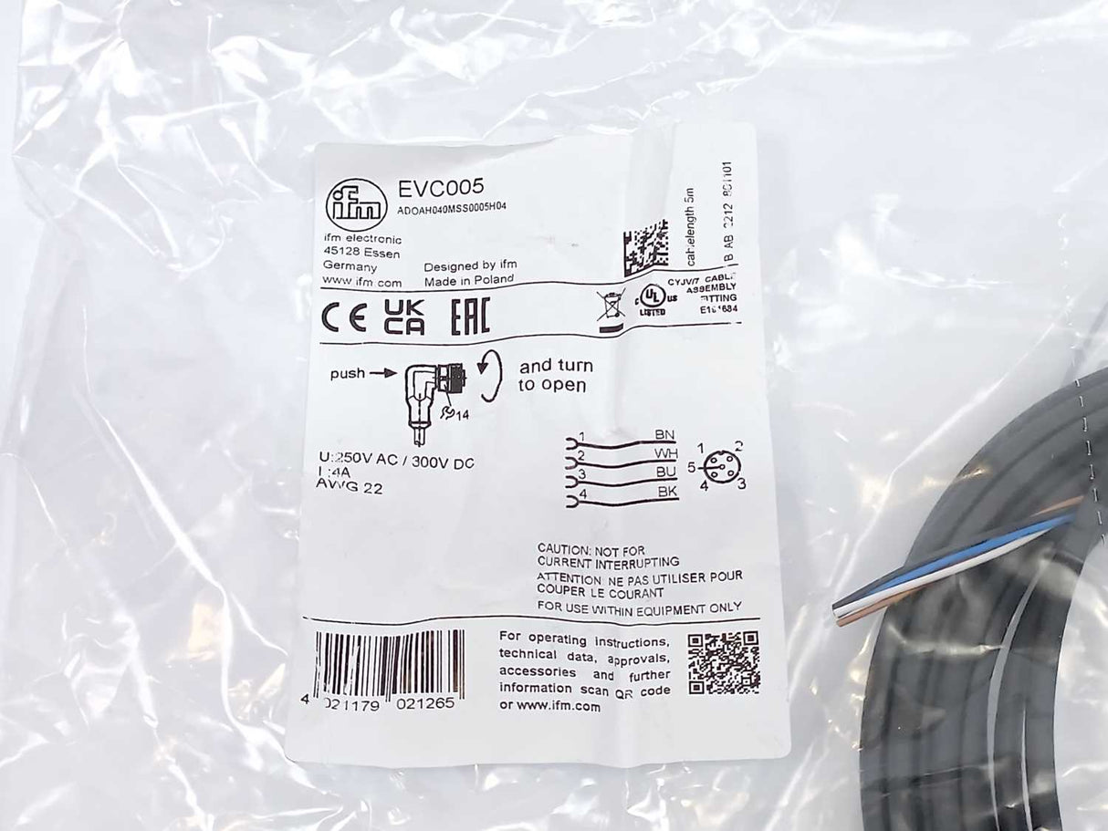 Ifm Electronic EVC005 Connecting cable with socket 5m