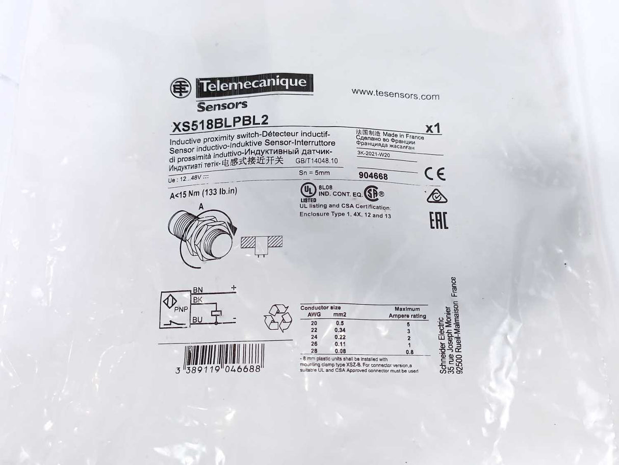 TELEMECANIQUE XS518BLPBL2 Inductive Proximity Sensor XS
