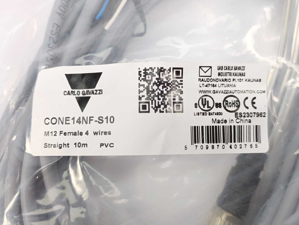 Carlo Gavazzi CONE14NF-S10 M12 Female Connector 4 Wires, Straight 10m