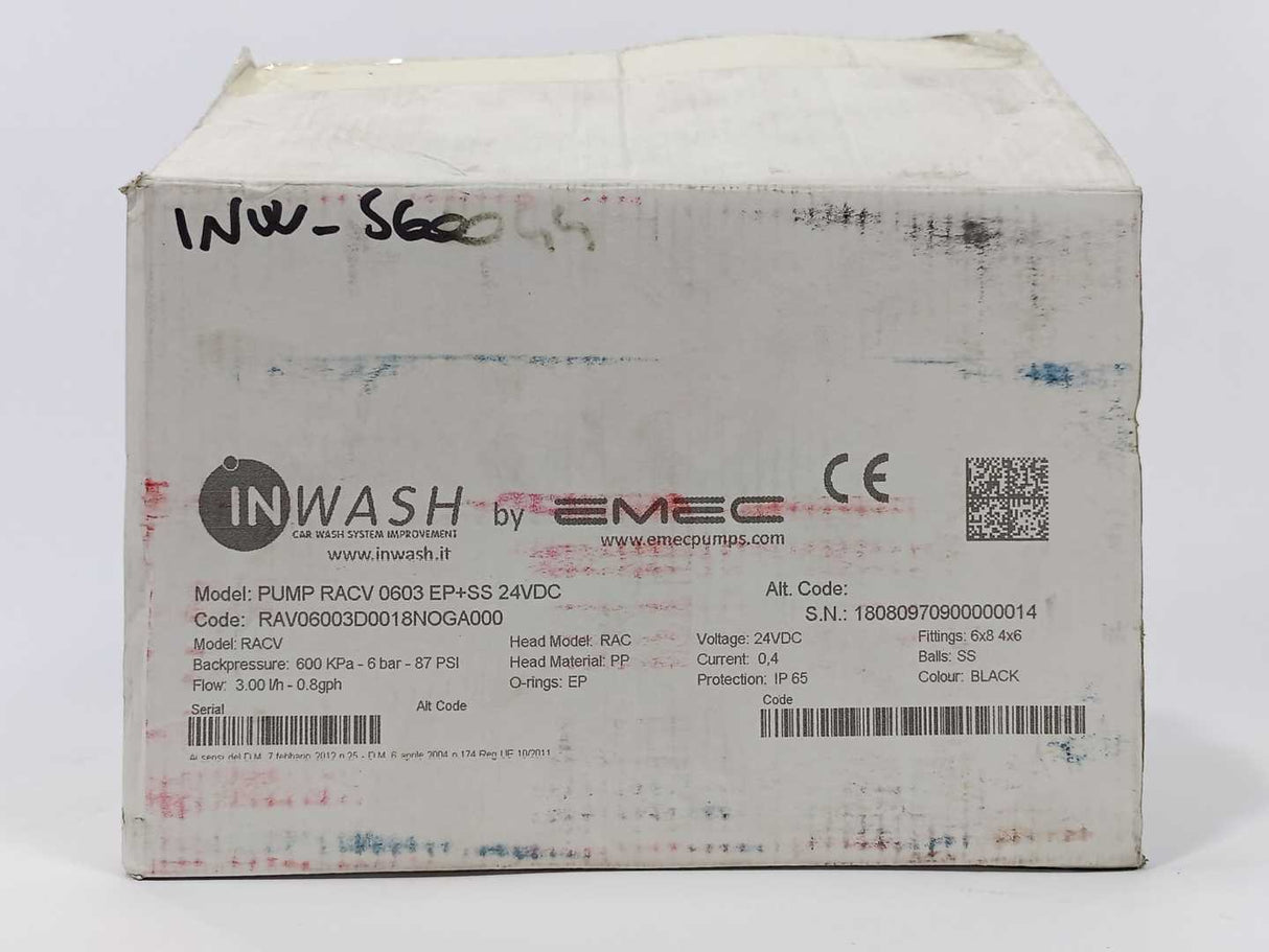 emec RAV06003D0018NOGA000 PUMP RACV 0603 EP+SS 24VDC 4X6 w/ accessories
