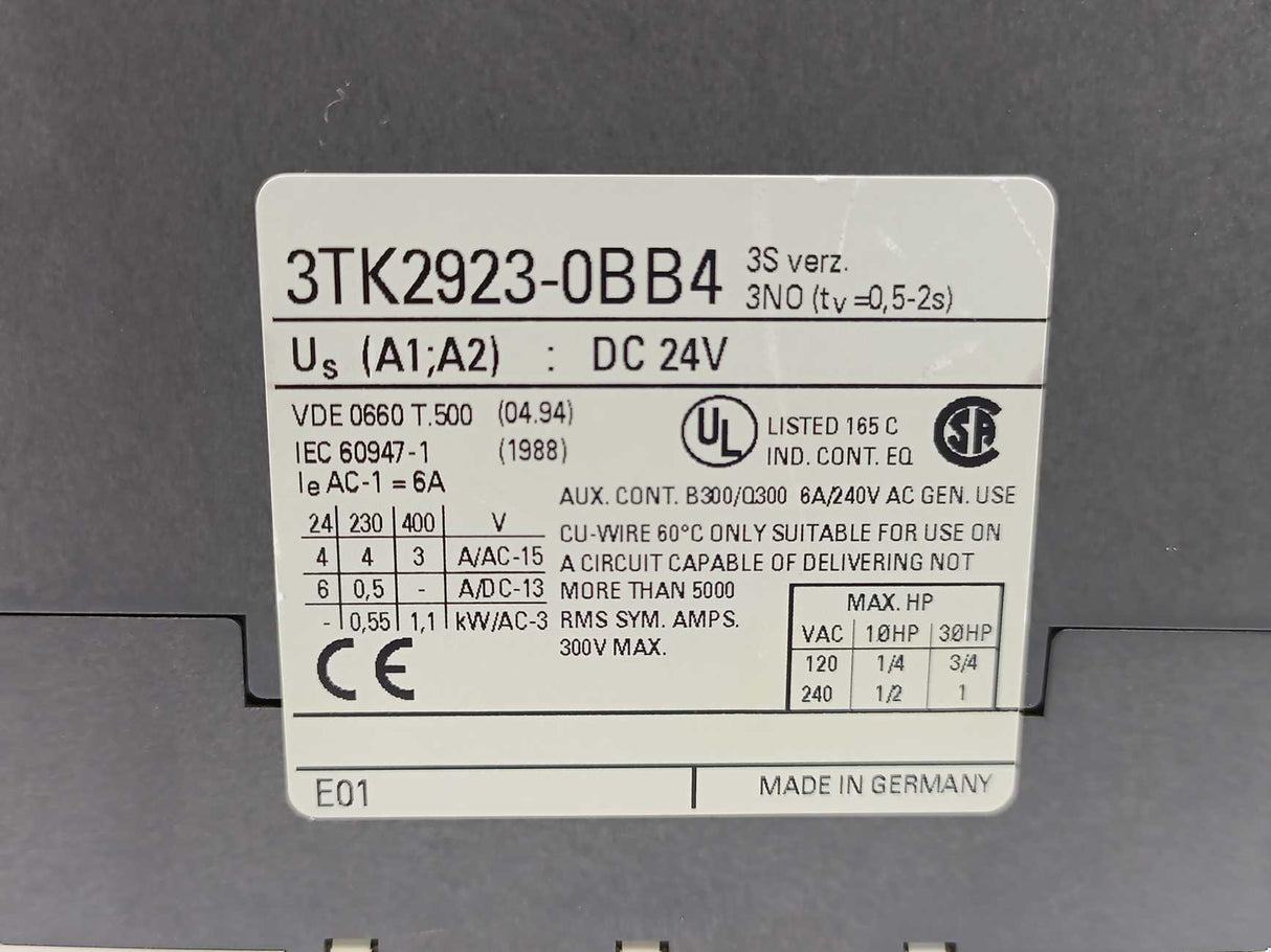 Siemens 3TK2923-0BB4 24VDC Delay Module