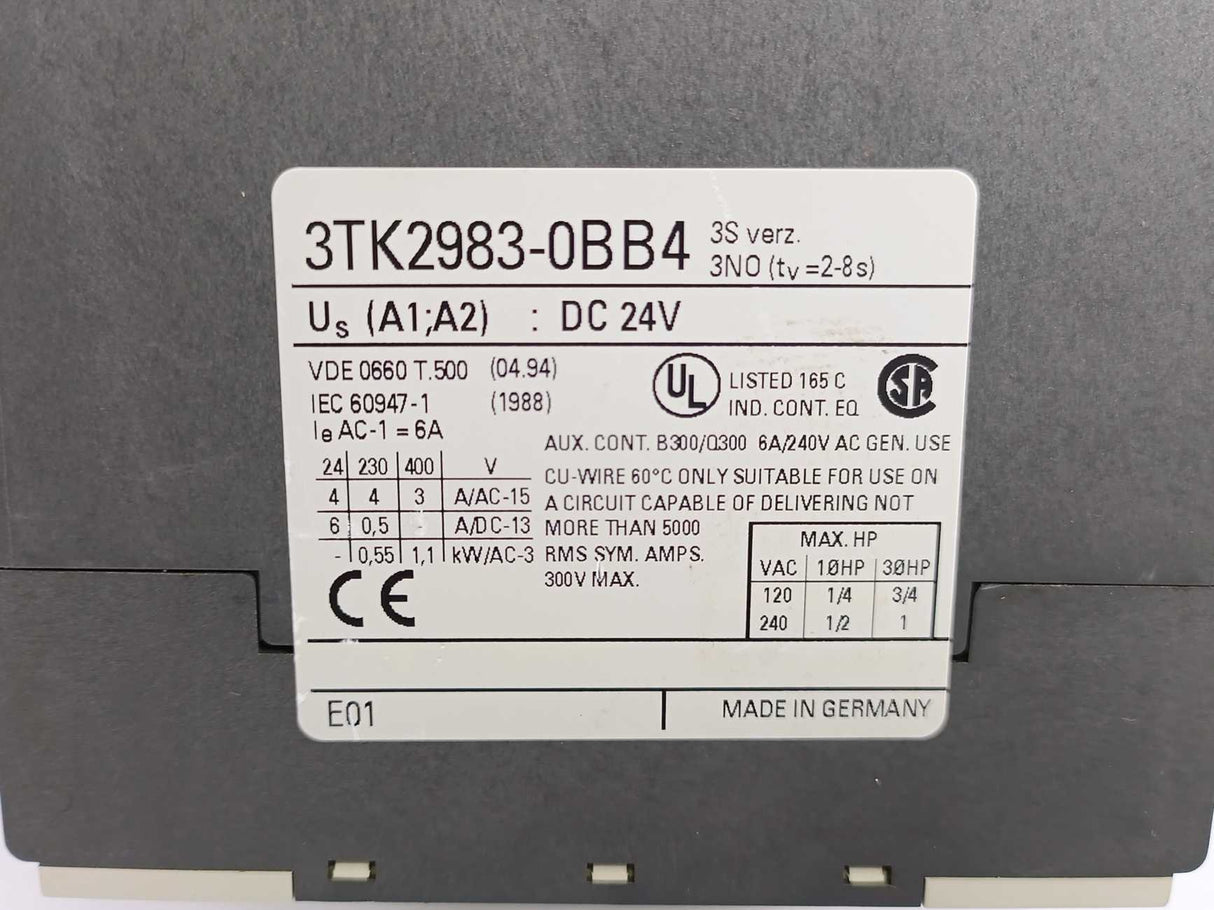 Siemens 3TK2983-0BB4 24VDC Delay Module