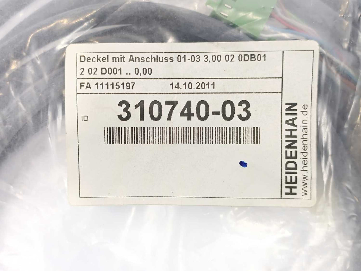 HEIDENHAIN 310740-03 01-03 3.00 02 0DB012 02 D001 .. 0.00 Cover w/ Connection 3m
