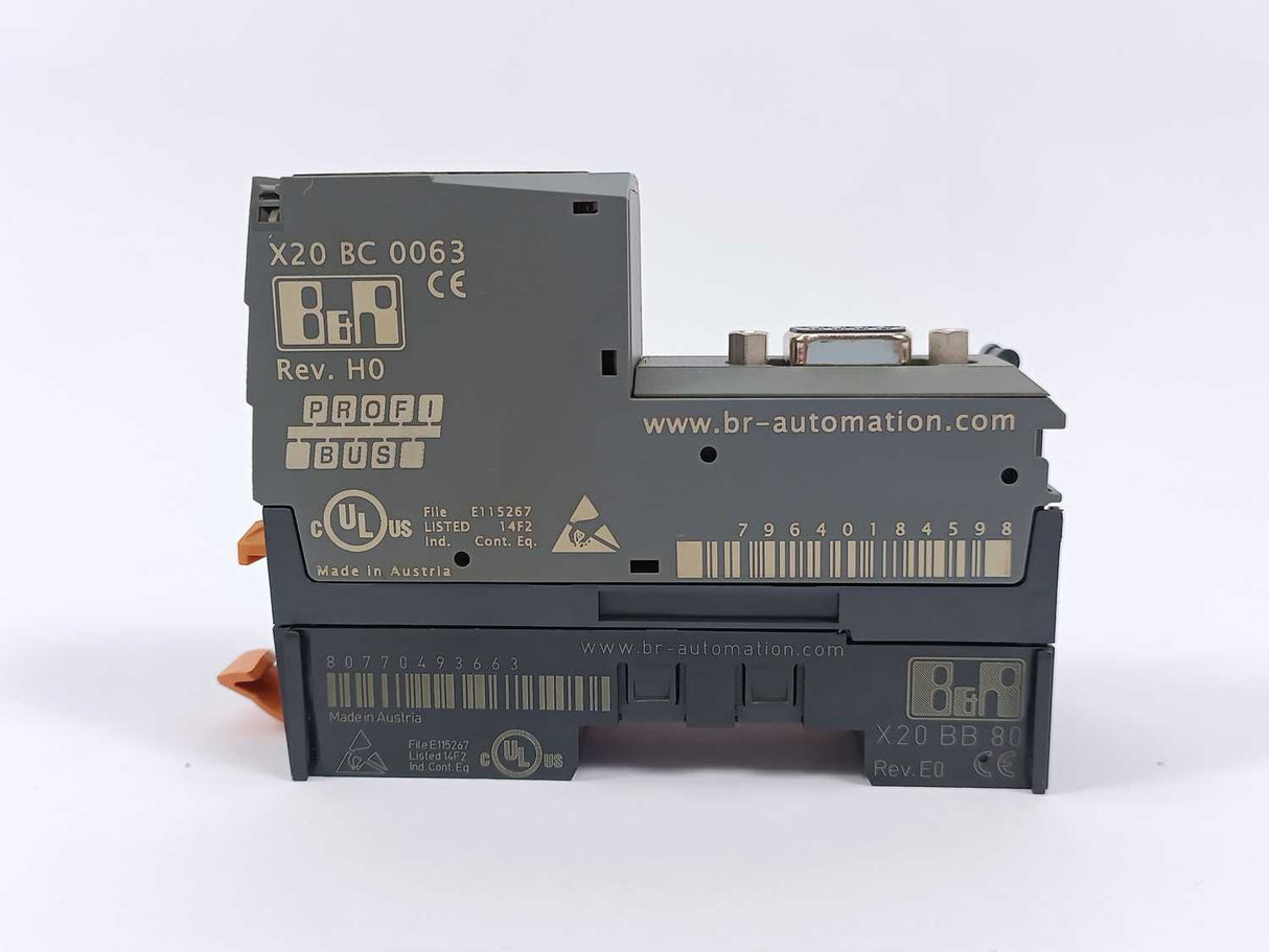 B&R X20BC0063 PROFIBUS DP Bus Controller w/ X20BB80 Base