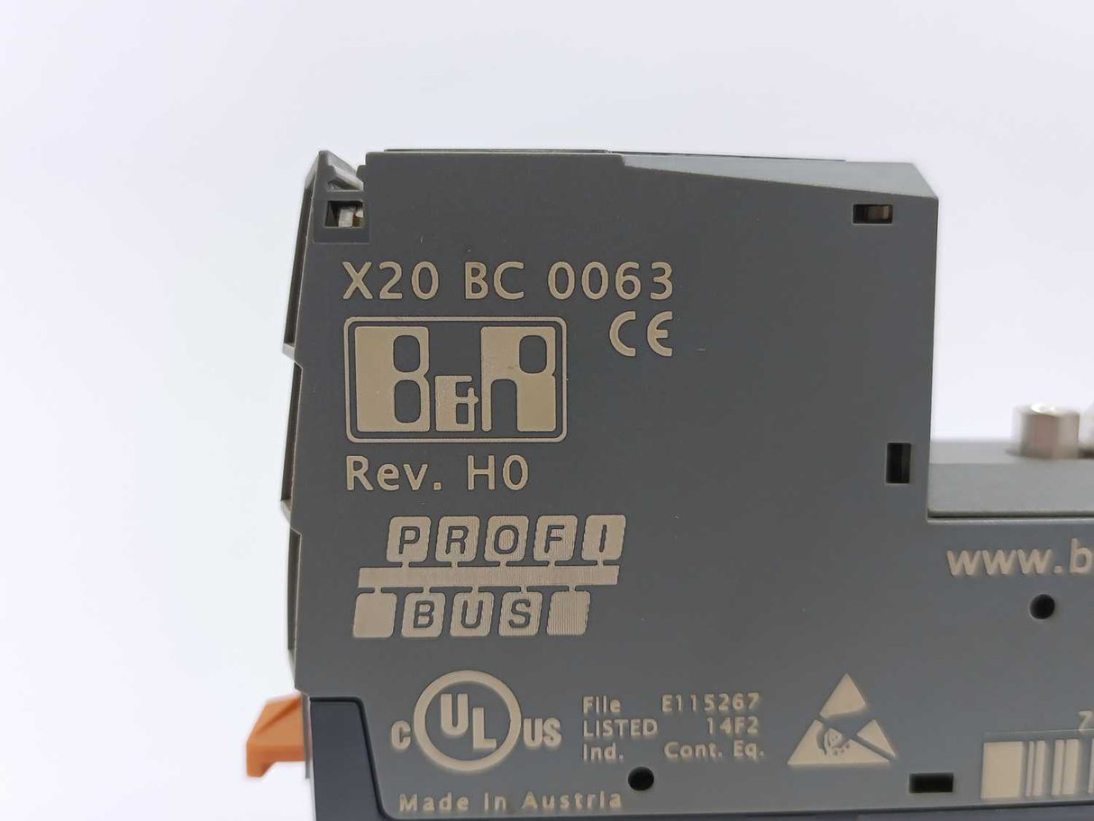 B&R X20BC0063 PROFIBUS DP Bus Controller w/ X20BB80 Base
