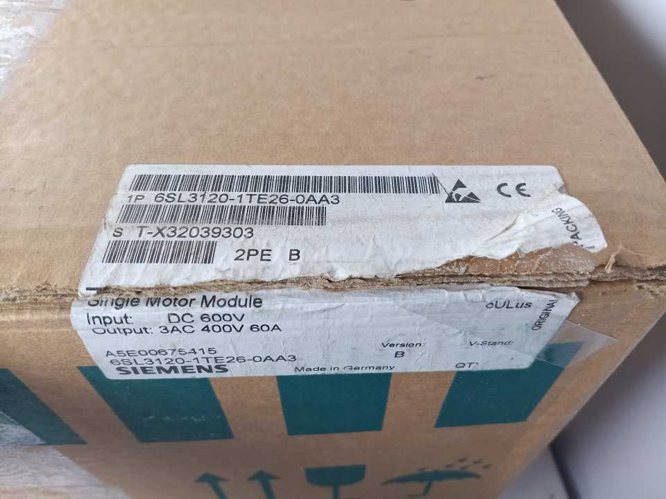 Siemens 6SL3120-1TE26-0AA3 SINAMICS S120 Single Motor Module