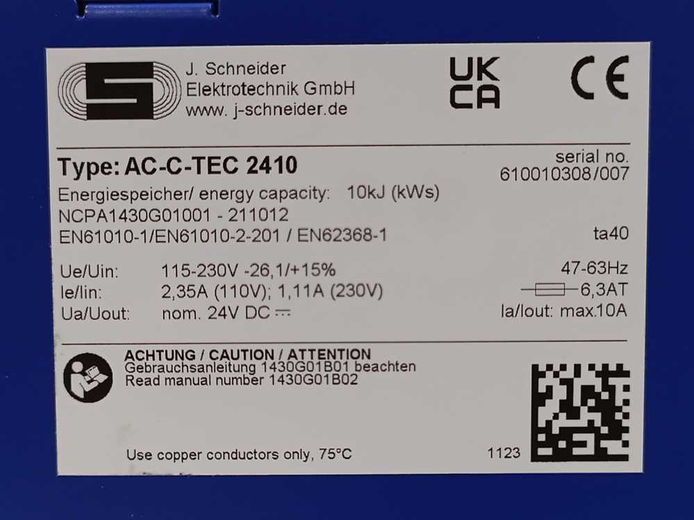 J. Schneider AC-C-TEC 2410 NCPA1430G01001 Ultracapacitor