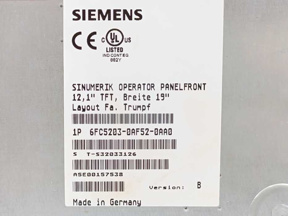 Siemens 6FC5203-0AF52-0AA0 SINUMERIK TRUMPF Operator Panel