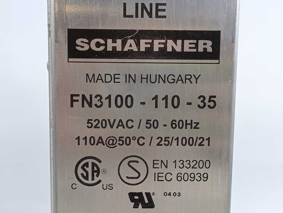 SCHAFFNER FN3100-110-35 Three-Phase EMC Filter 520VAC/50-60Hz