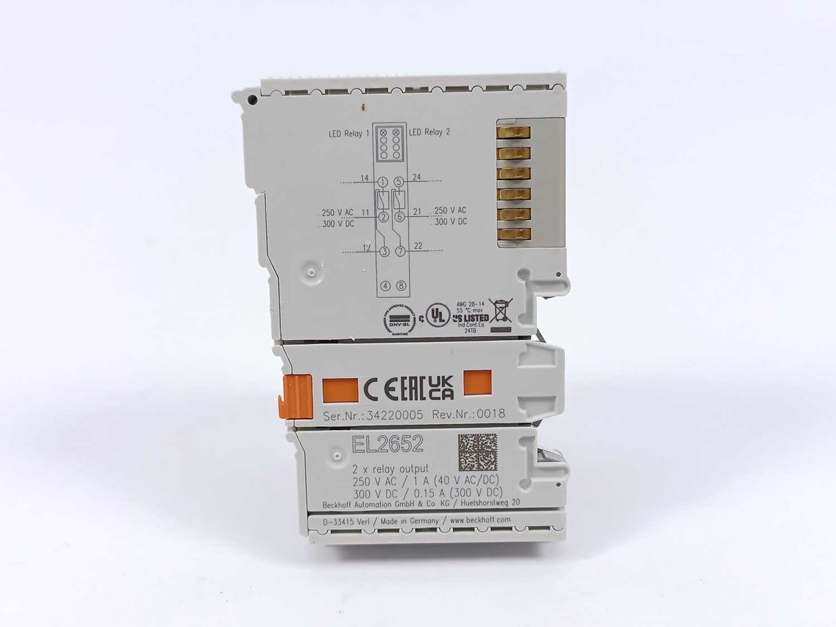 Beckhoff EL2652 EtherCAT Terminal, 2-channel relay output