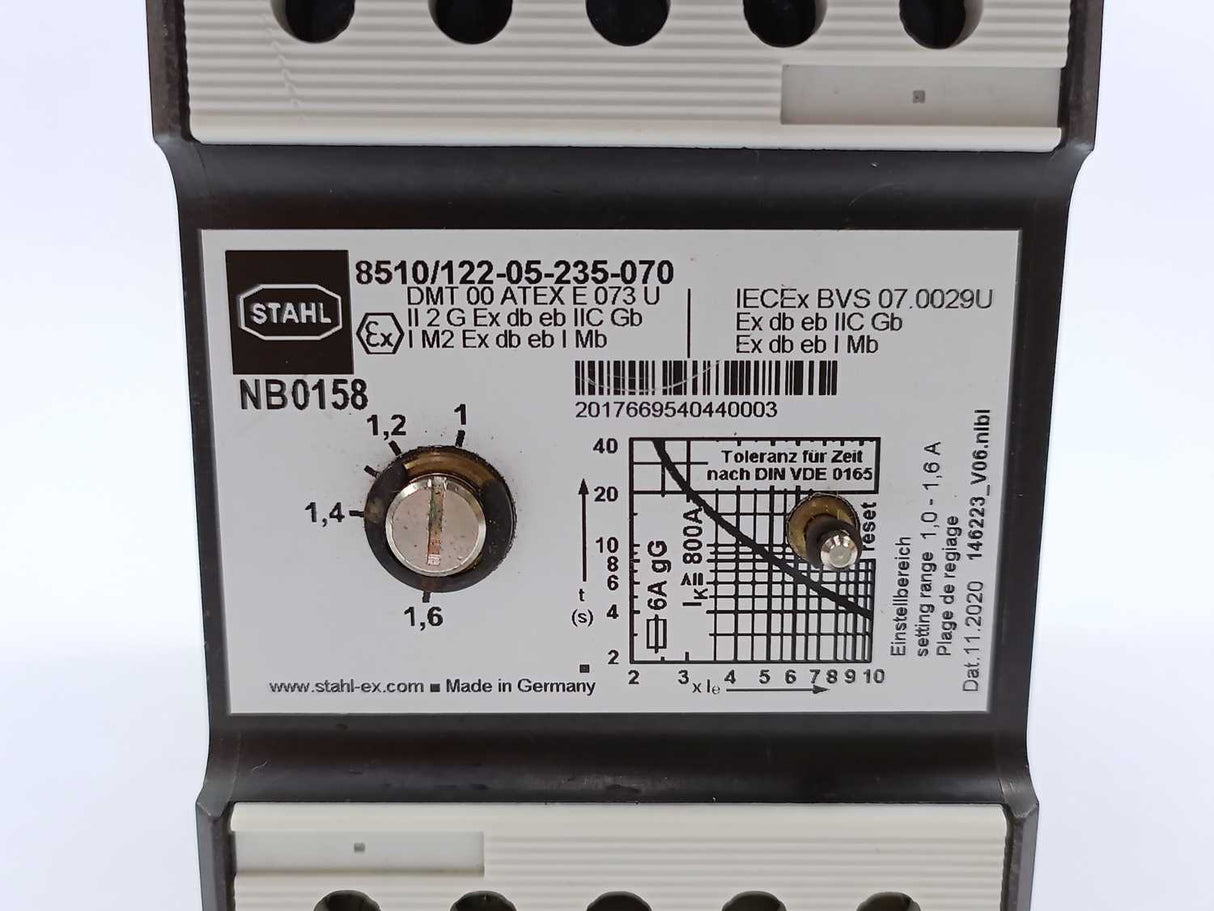 Stahl 217528 8510/122-05-235-070 Motor Protection Relay. Ex certified