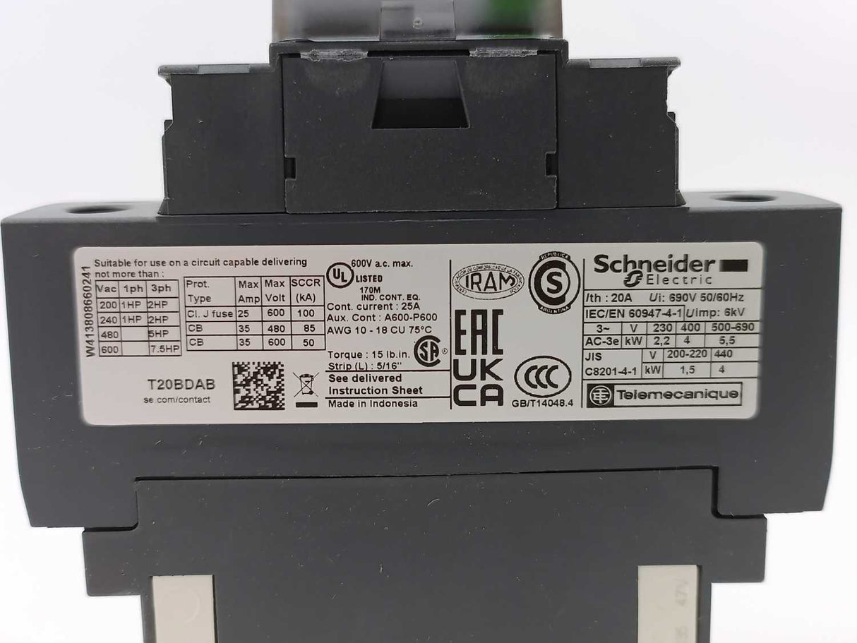 Schneider / Telemecanique LC1DT20BD TeSys Contactor 24VDC LAD4TBDL