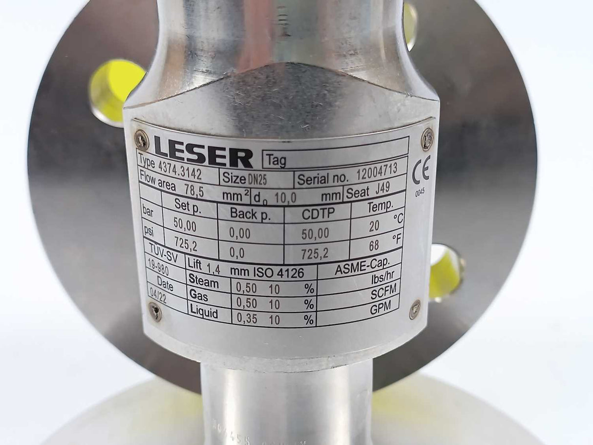 LESER 4374.3142 Type 437 Safety valve with metal to metal sealing