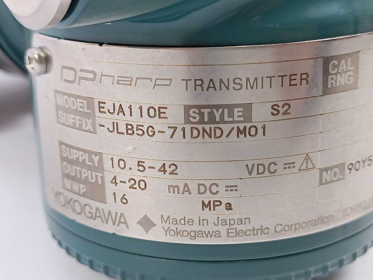 Yokogawa EJA110E DPharp Pressure transmitter S2 -JLB5G-71DND