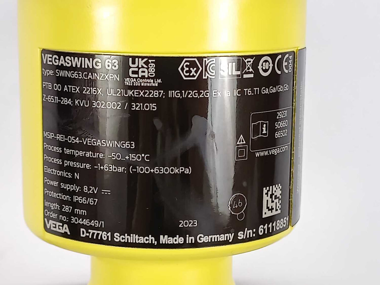 Vega VEGASWING 63 Liquid vibrating level switch 287mm, mounted not used.