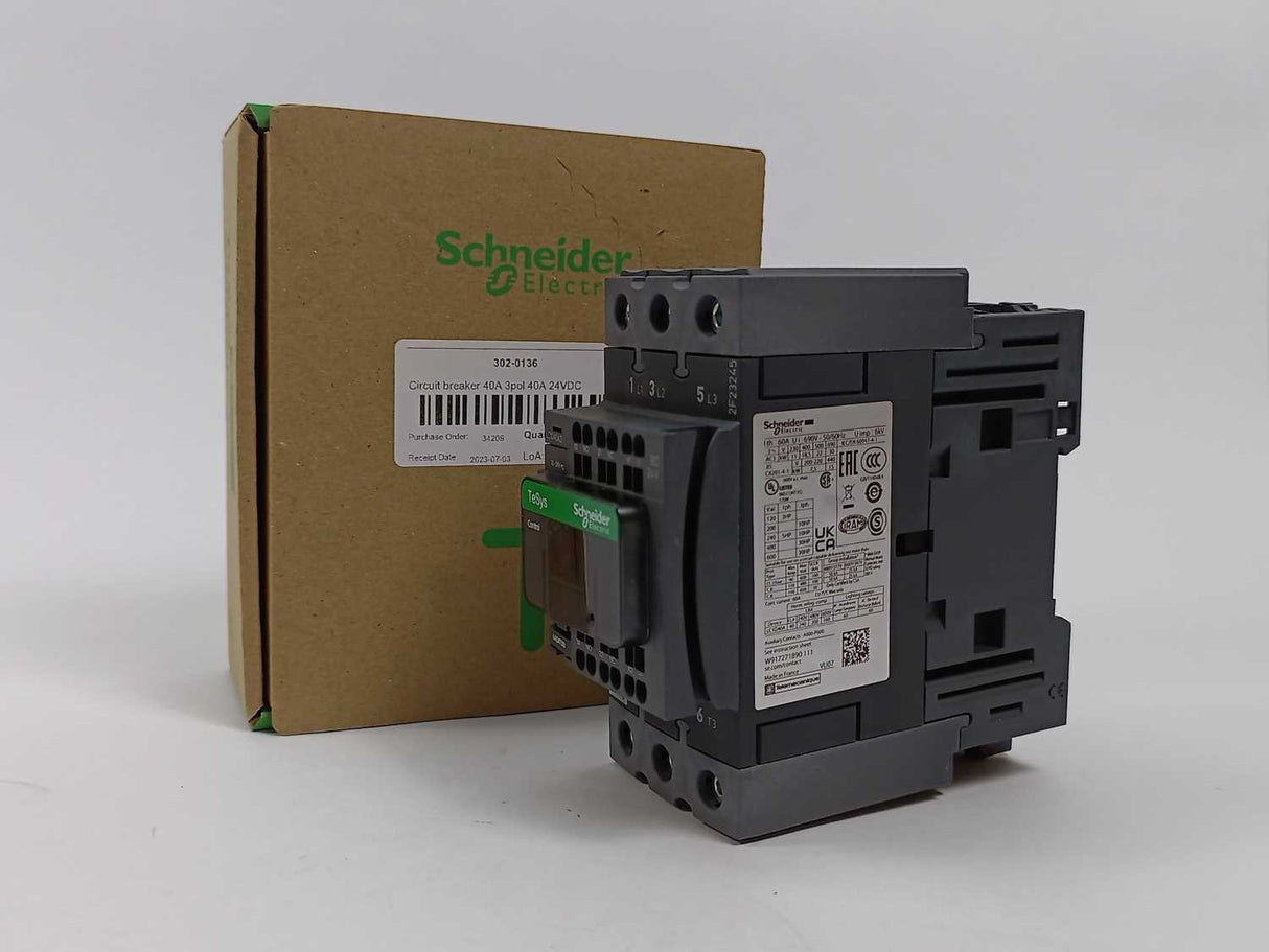 Schneider Electric LC1D40A3BD 3 Pole Contactor 440V-40A-24VDC coil