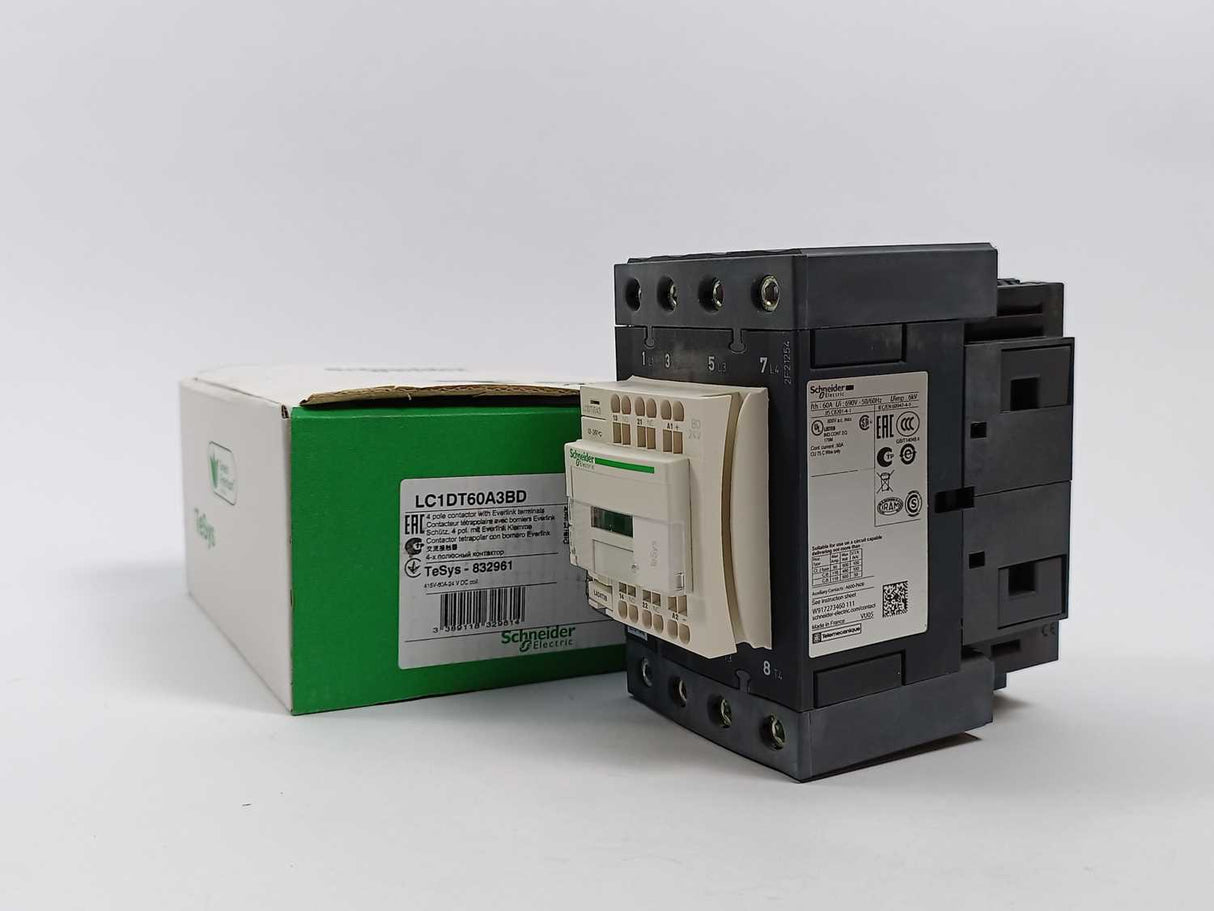 Schneider / Telemecanique LC1DT60A3BD 4 Pole Contactor 440V 60A 24VDC Coil