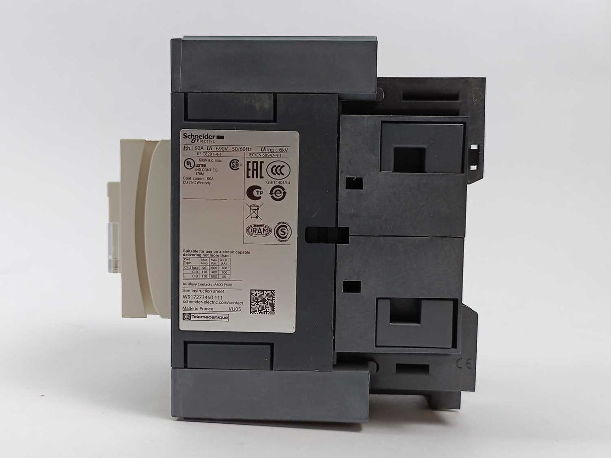 Schneider / Telemecanique LC1DT60A3BD 4 Pole Contactor 440V 60A 24VDC Coil