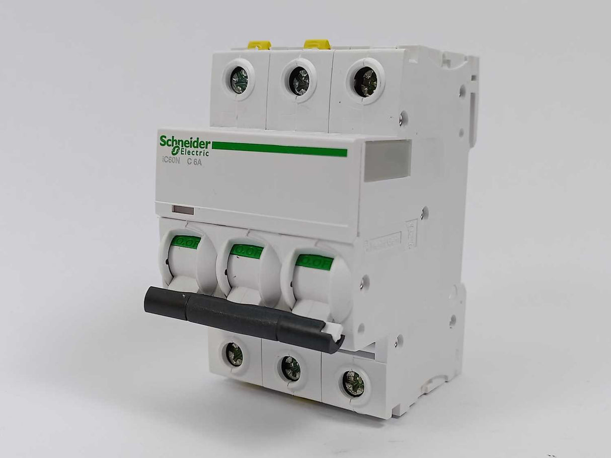 Schneider Electric A9F04306 Miniature Circuit Breaker 3P, 6A, C Curve. 4 pcs.
