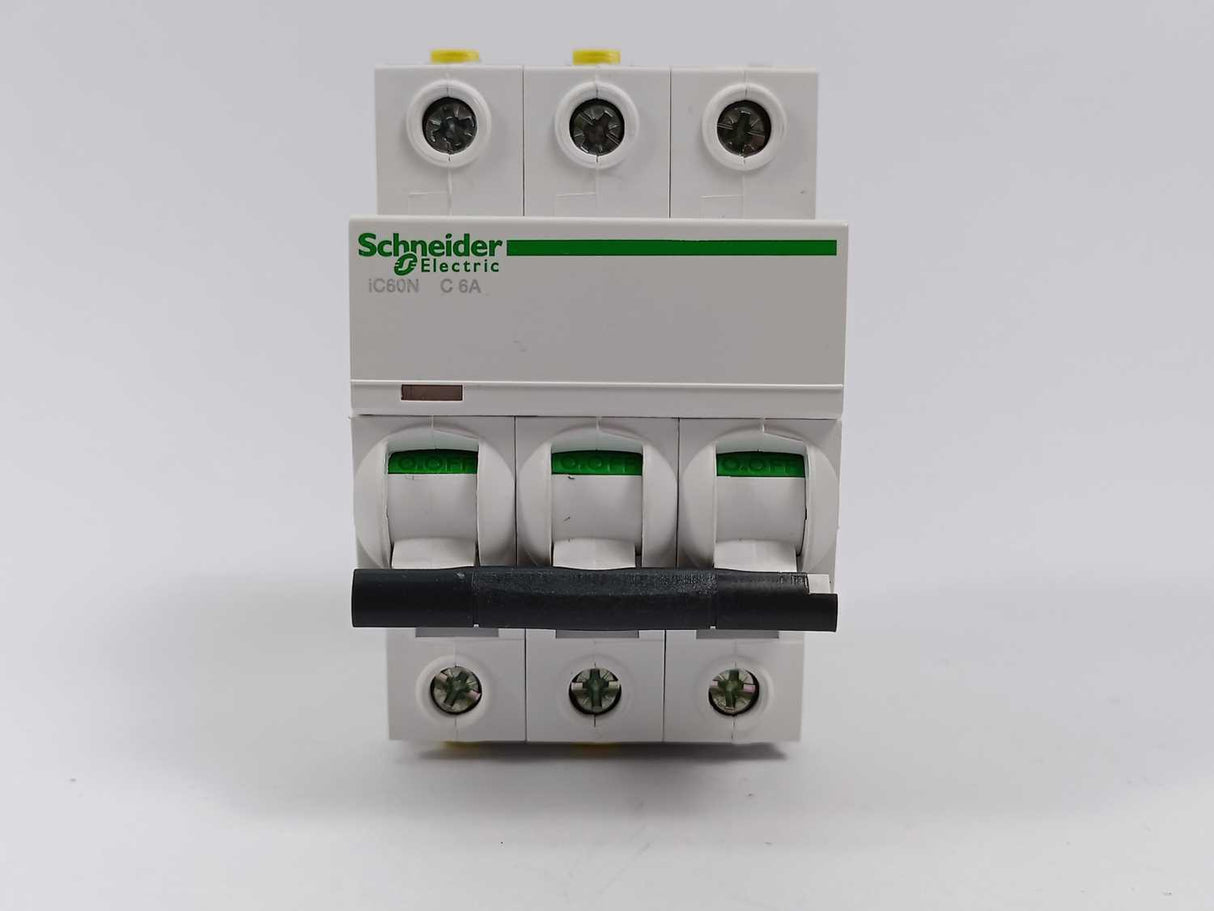 Schneider Electric A9F04306 Miniature Circuit Breaker 3P, 6A, C Curve. 4 pcs.
