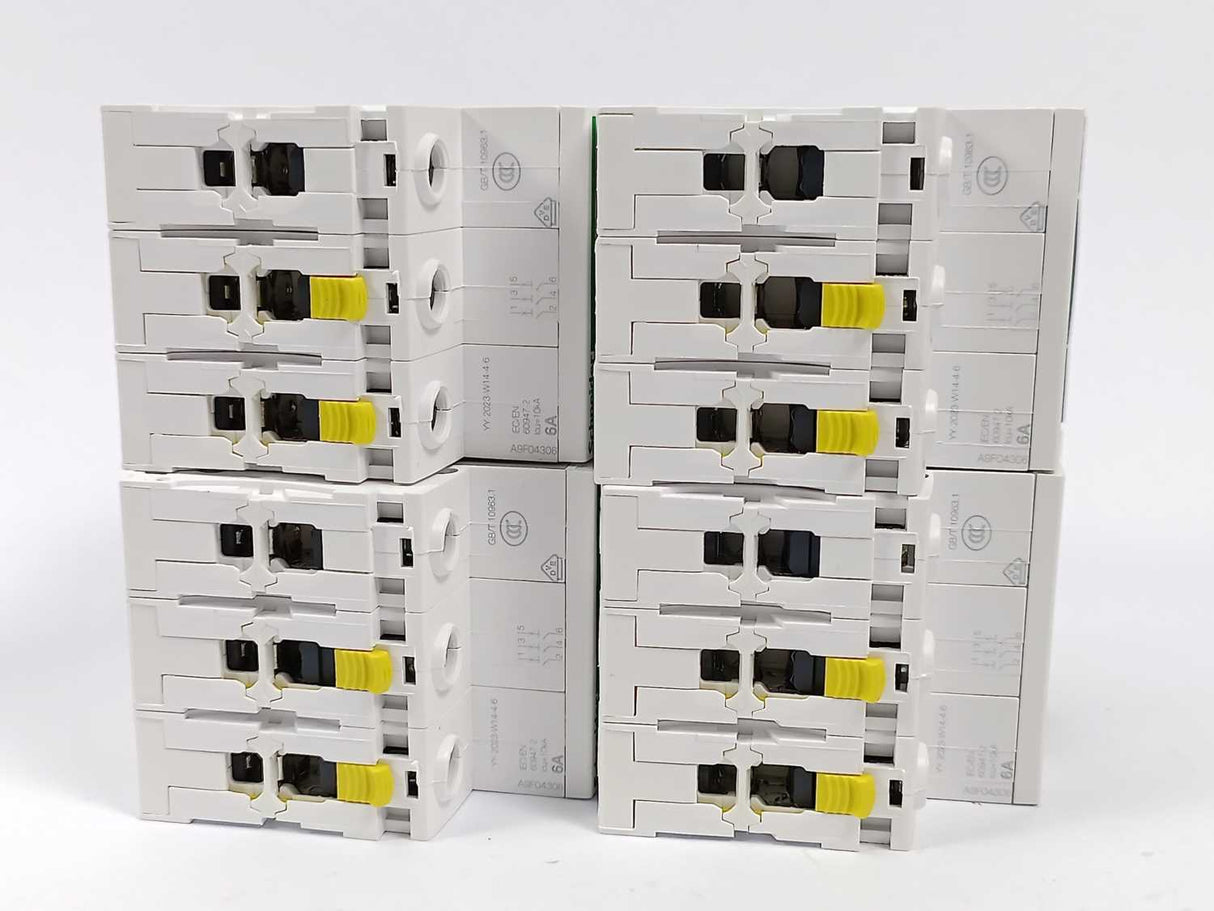 Schneider Electric A9F04306 Miniature Circuit Breaker 3P, 6A, C Curve. 4 pcs.