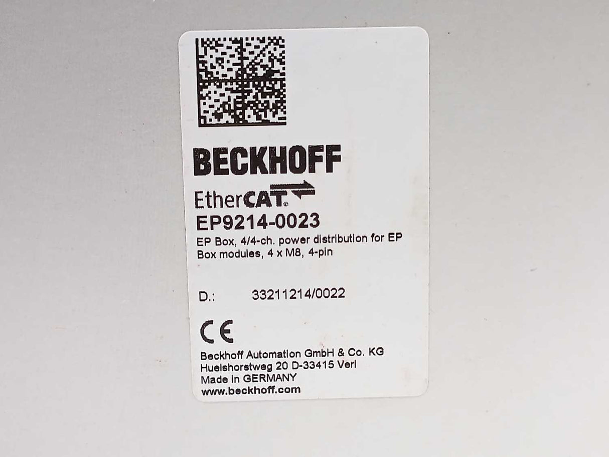 Beckhoff EP9214-0023 EtherCAT Box, 4/4-channel power distribution