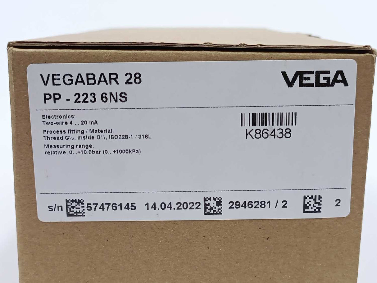 Vega VEGABAR 28 PP-223 6NS Pressure sensor 0...10Bar
