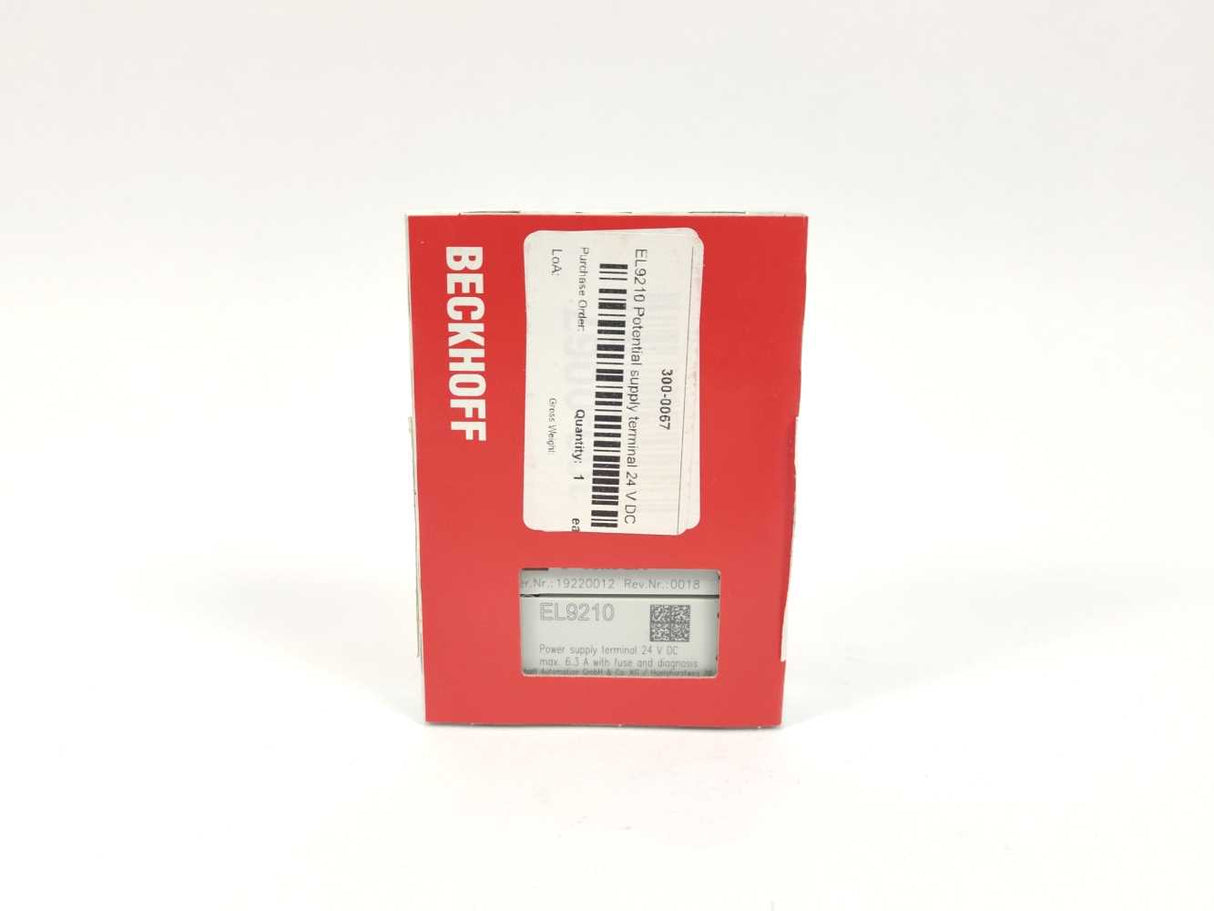 Beckhoff EL9210 Potential supply terminal, 24 V DC, with diagnostics and fuse