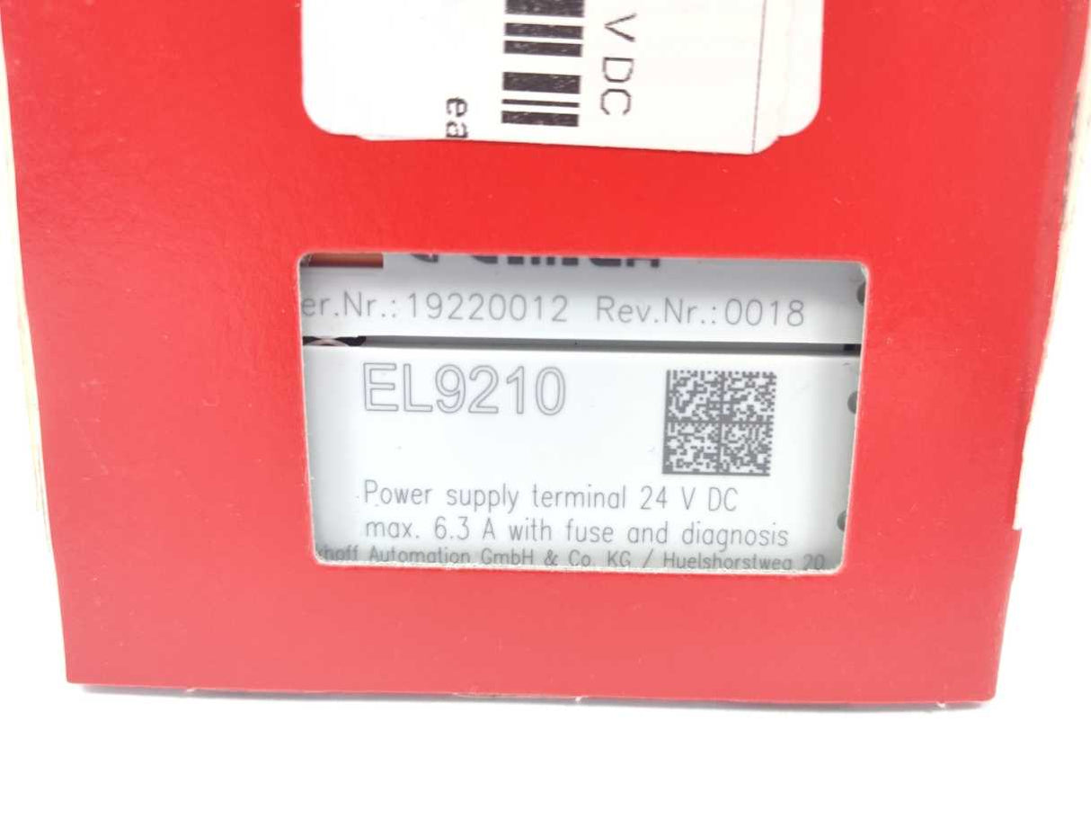 Beckhoff EL9210 Potential supply terminal, 24 V DC, with diagnostics and fuse