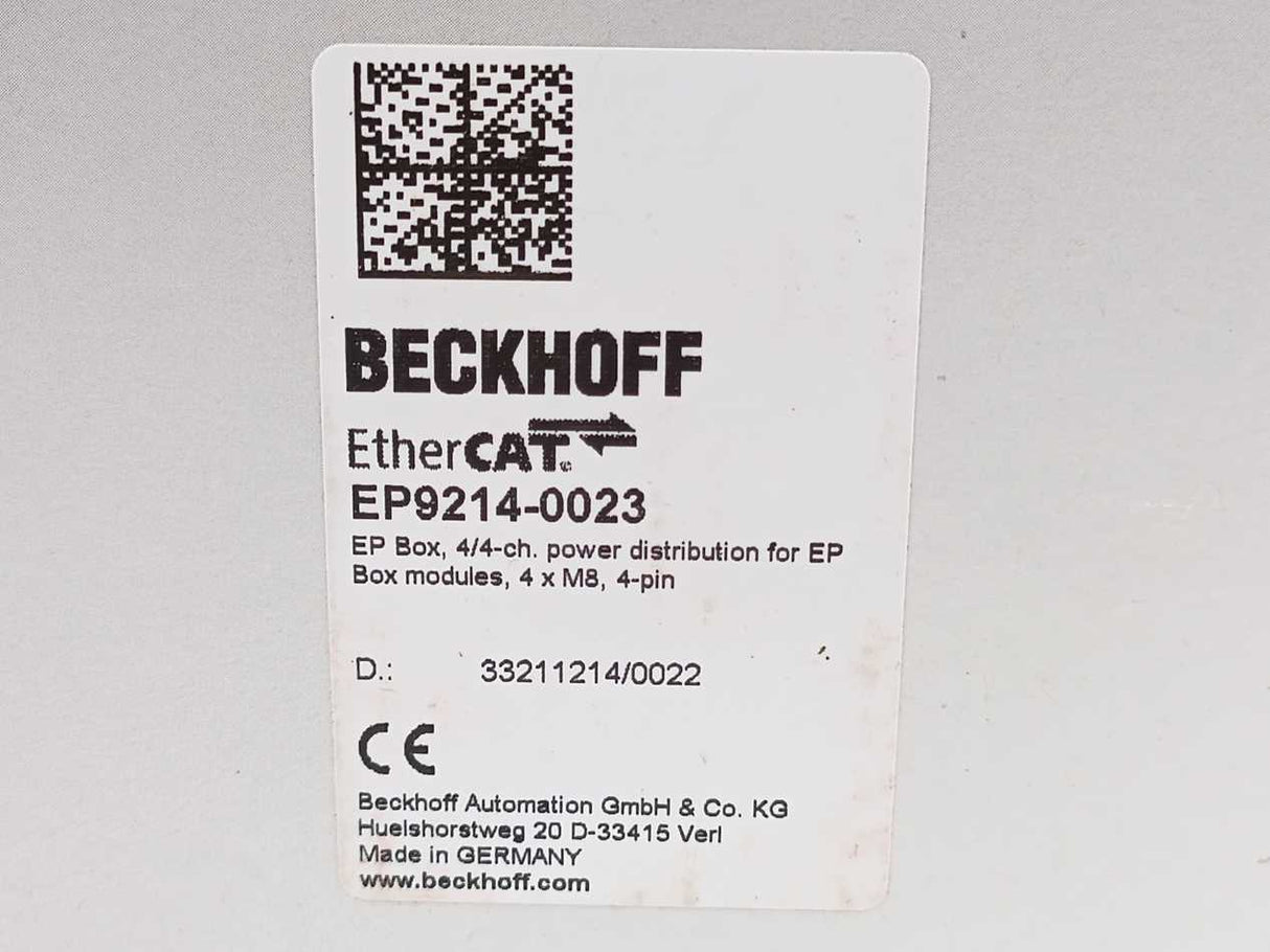 Beckhoff EP9214-0023 EtherCAT Box, 4/4-channel power distribution