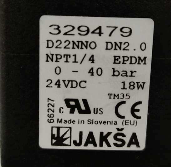 JAKSA D22NNO DN2.0 SOLENOID VALVE 329479