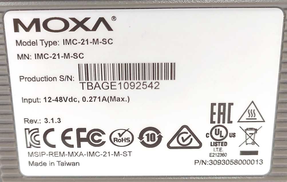 Moxa IMC-21-M-SC Ethernet-to-Fiber Media Converters