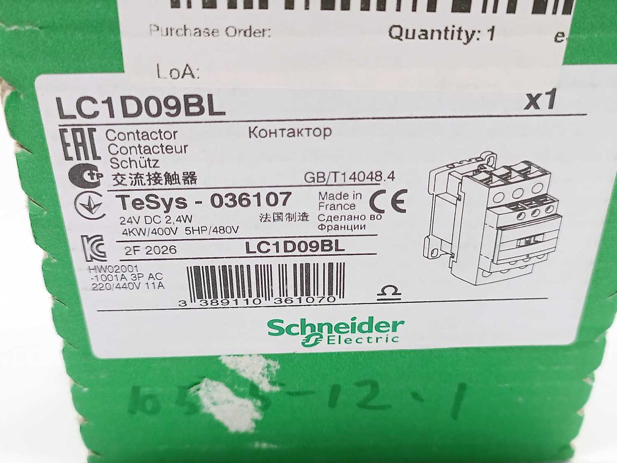 Schneider Electric LC1D09BL Contactor
