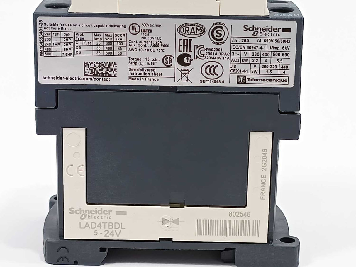 Schneider Electric LC1D09BL TeSys D Contactor 24VDC