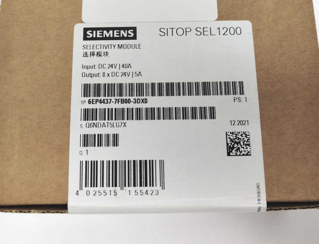 Siemens 6EP4437-7FB00-3DX0 SITOP SEL1200 5 A Selectivity Module