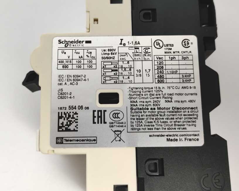 Schneider Electric GV2RT06 TeSys 052062 Motor circuit breaker