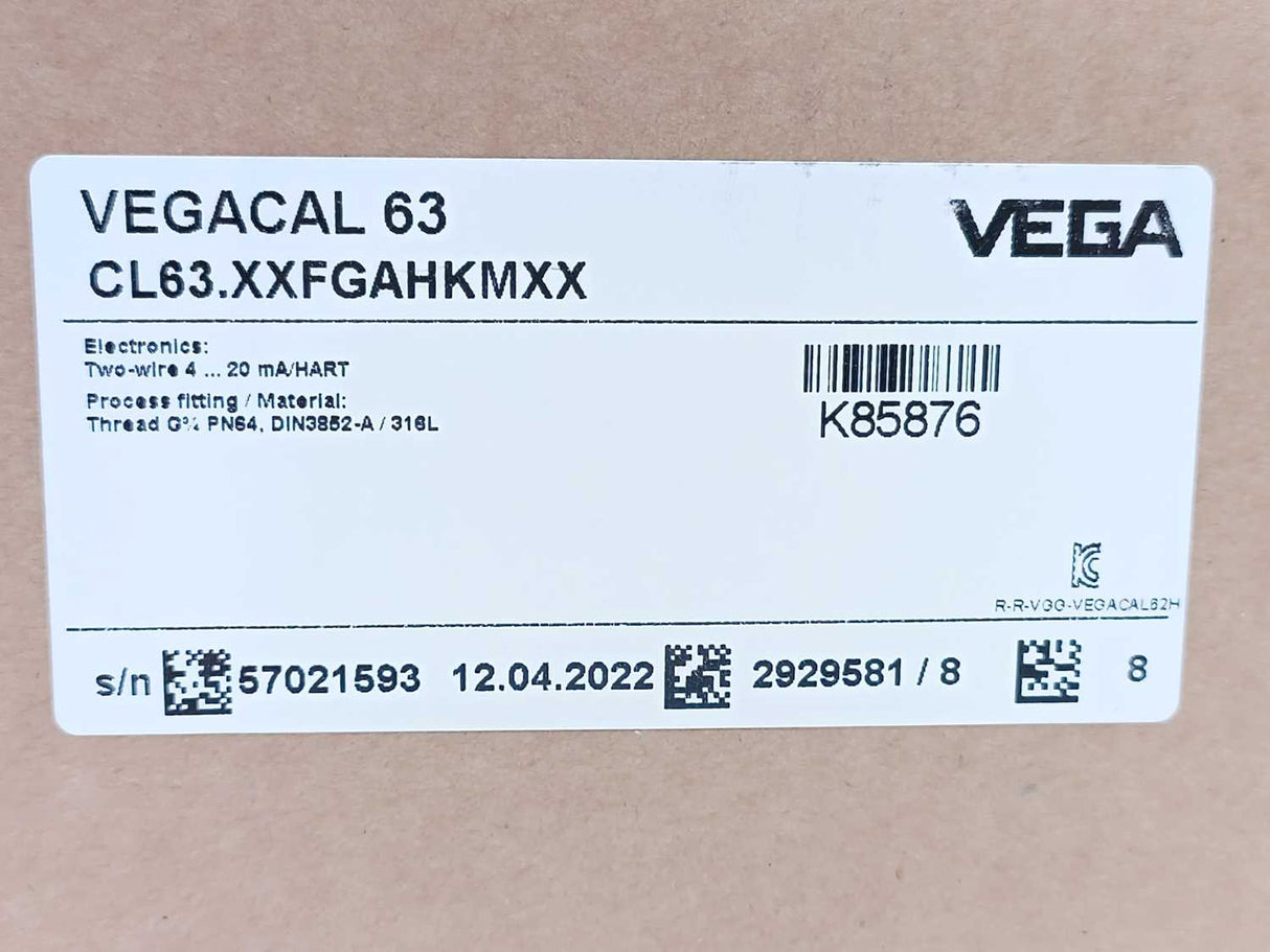 Vega CL63.XXFGAHKMXX VEGACAL 63 Capacitive level sensor