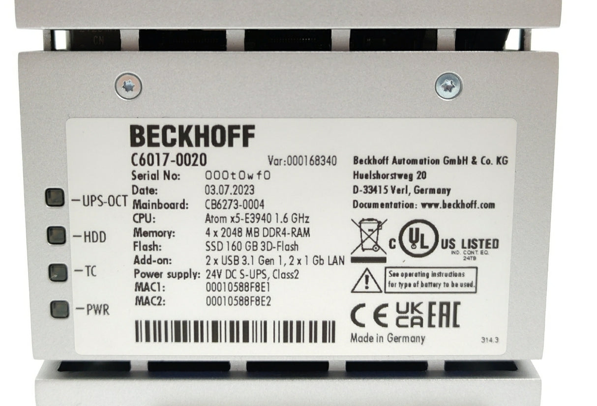 Beckhoff C6017-0020 Ultra-compact Industrial PC