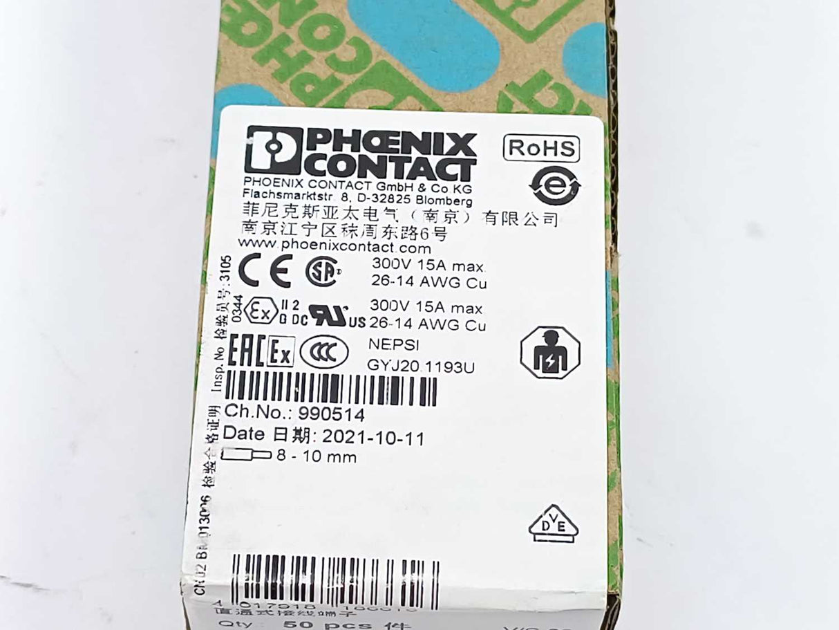 Phoenix Contact 3031076 ST 1,5 Feed-through terminal block 50pcs