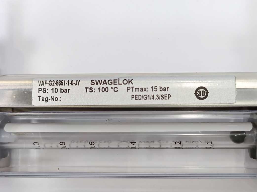 Swagelok VAF-G2-8651-1-0-JY Variable Area Flowmeters 10 Bar