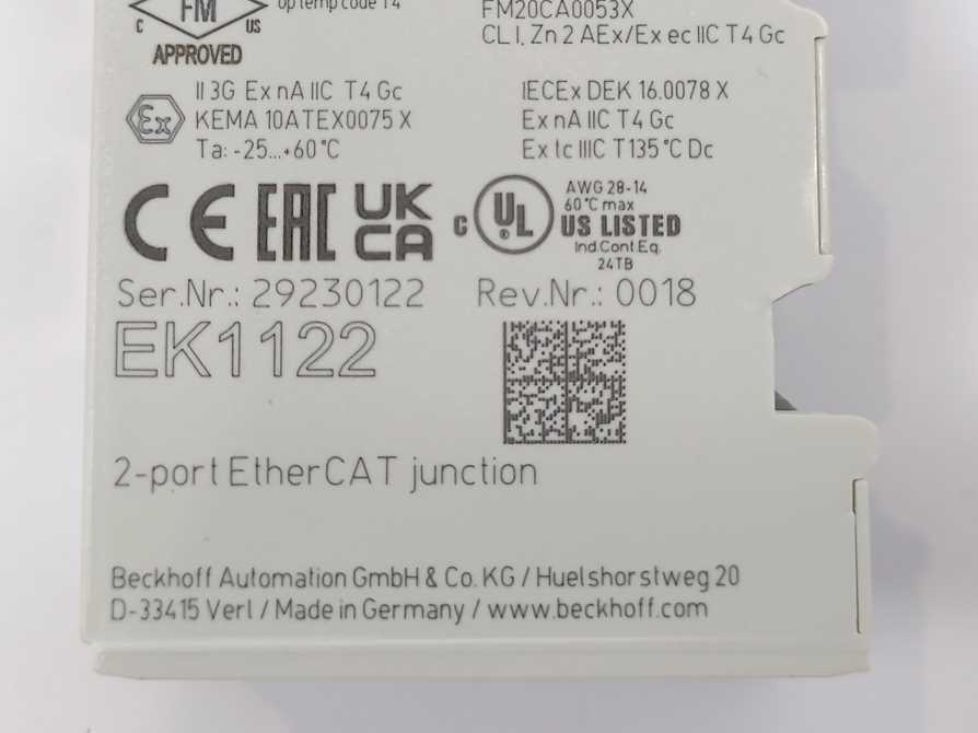 Beckhoff EK1122 2-port EtherCAT junction
