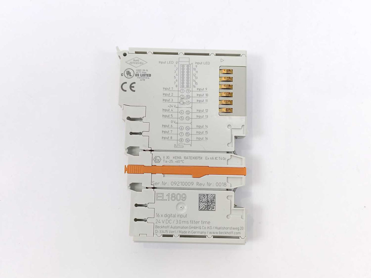Beckhoff EL1809 EtherCAT Terminal, 16-channel digital input, 24 V DC, 3 ms